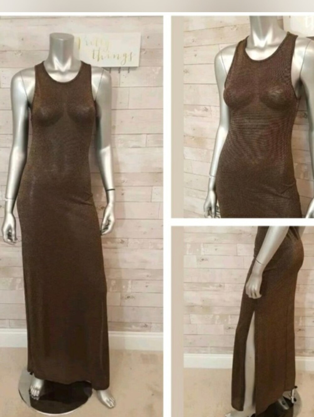 Tylie Malibu Bronze Glitter Maxi Dress
